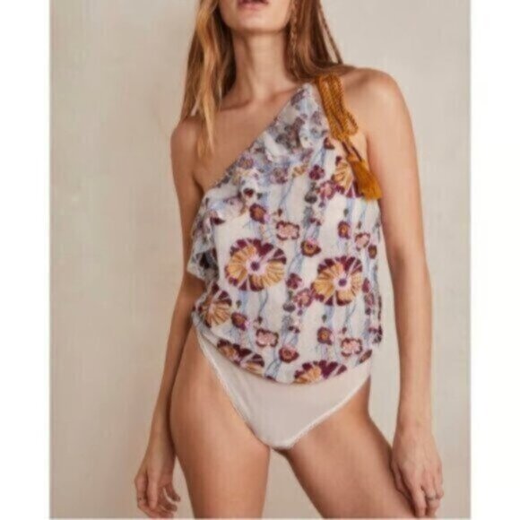FREE PEOPLE PLUM COMBO "DAY DATE" EMBROIDRED Bloom Core Cottage Core Bodysuit - Picture 8 of 10